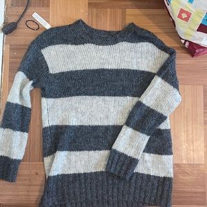 Grey striped plush sweater